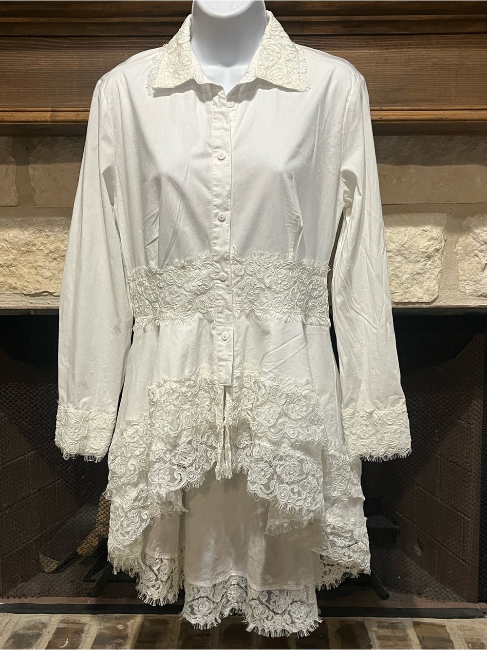 Marc Bouwer Unlimited White Lace Button Up Shirt